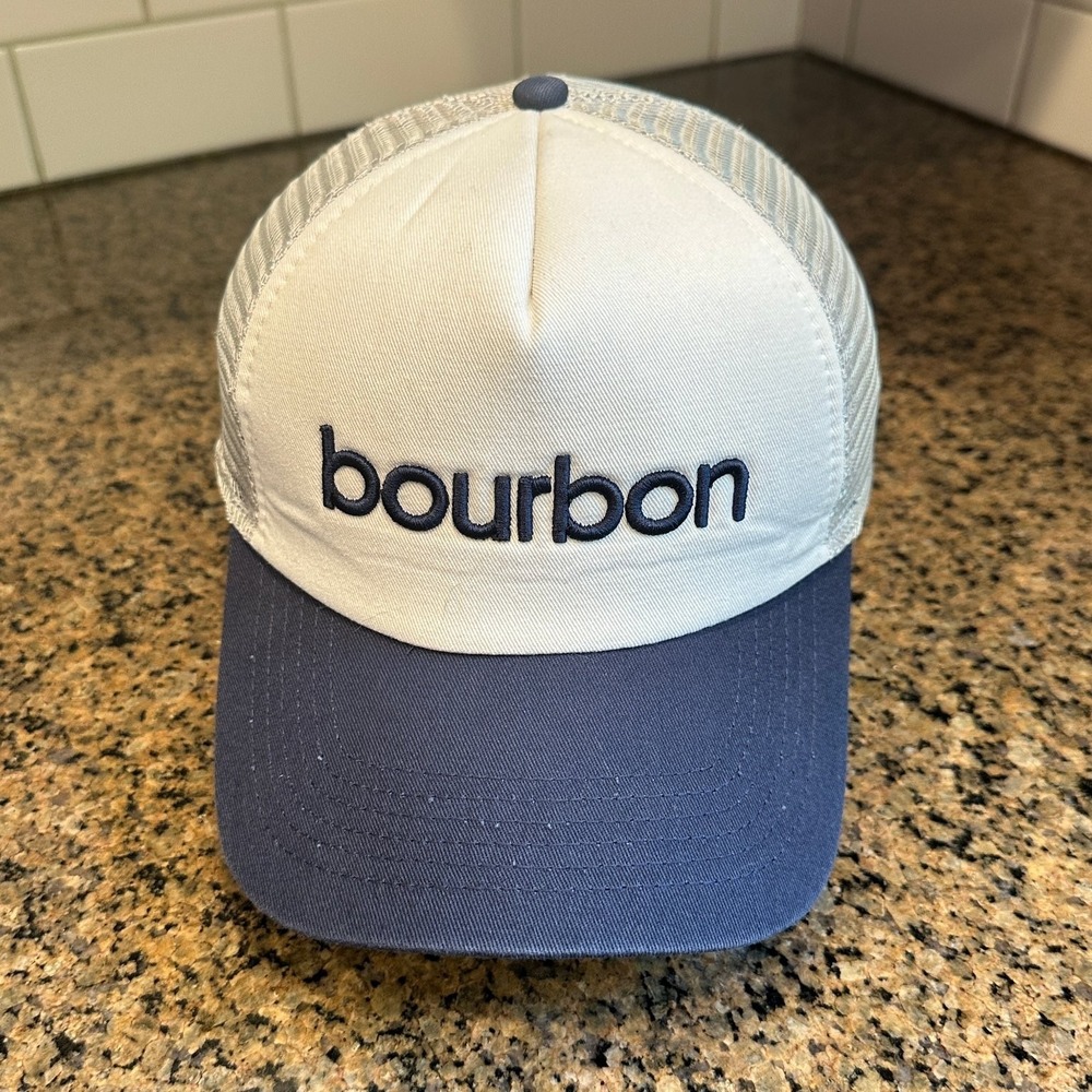 Imperial Bourbon Embroidered Trucker Hat Men's Adjustable Navy Cream Grey